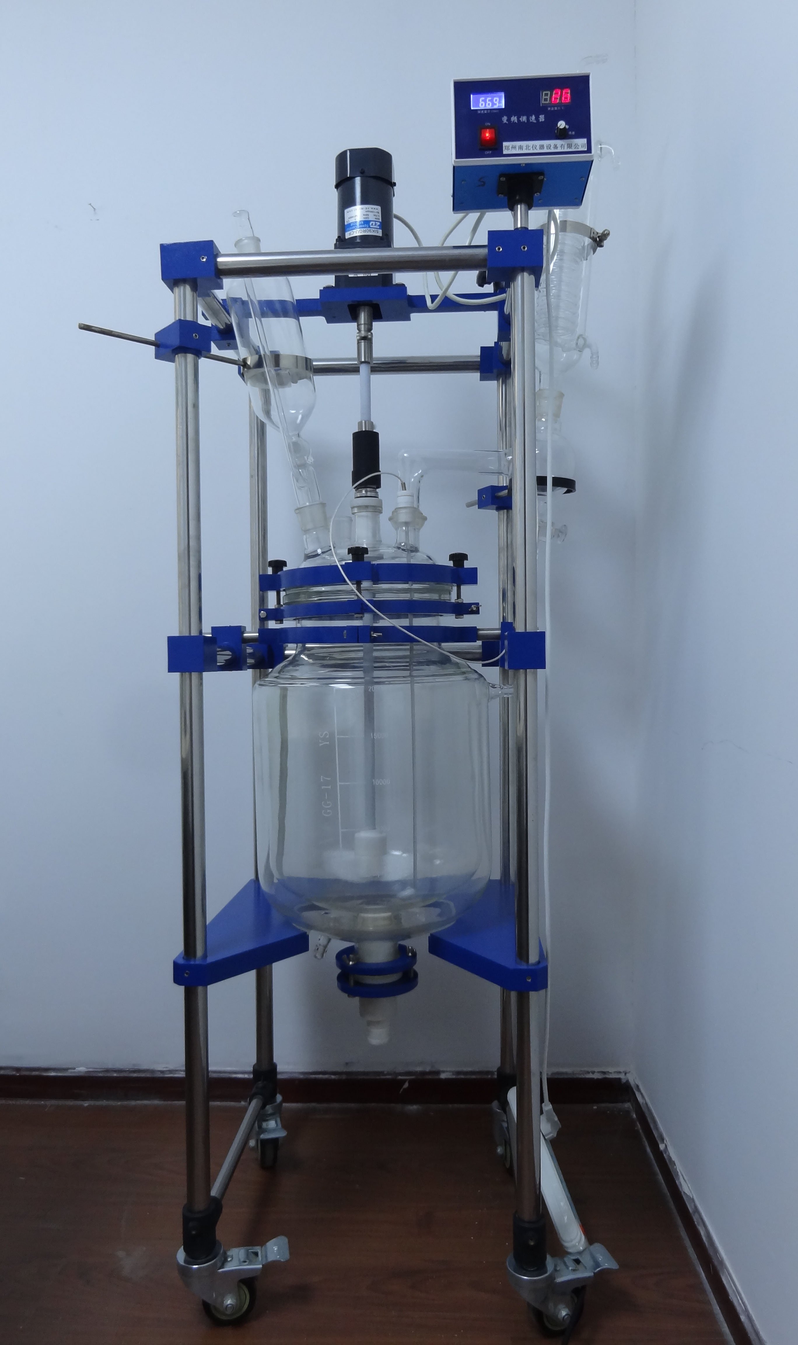 100L Jacketed Glass reactor,Jacketed Glass Reactor,Double layer glass reaction kettle